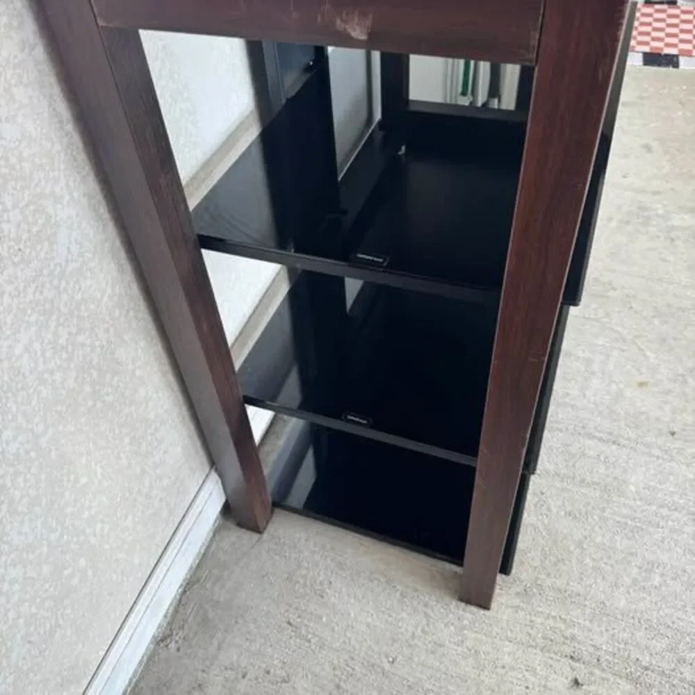 Tv stand 4-Tier Glass and Wood Audio Media Rack